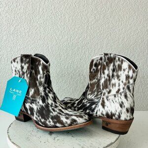 Lane Plain Jane COWPOKE Womens Cowhide Boots 8 Cowboy Western Cowgirl Bootie